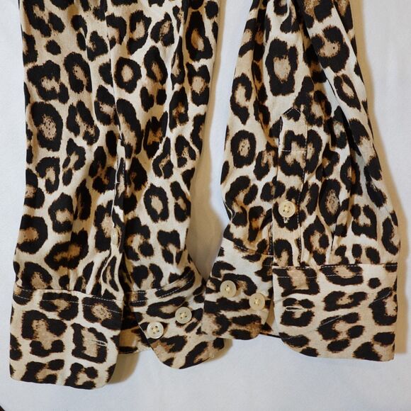 Chicos Blouse Women 3 US 16/18 XL Leopard Animal Print Button Up Mob Wife Office - Picture 9 of 11
